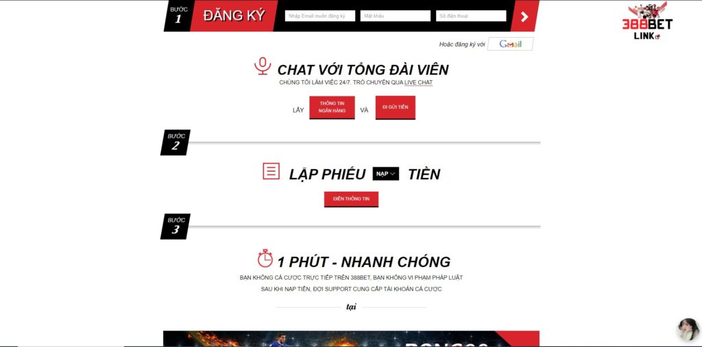 Giao diện đăng ký tài khoản tại 388Bet