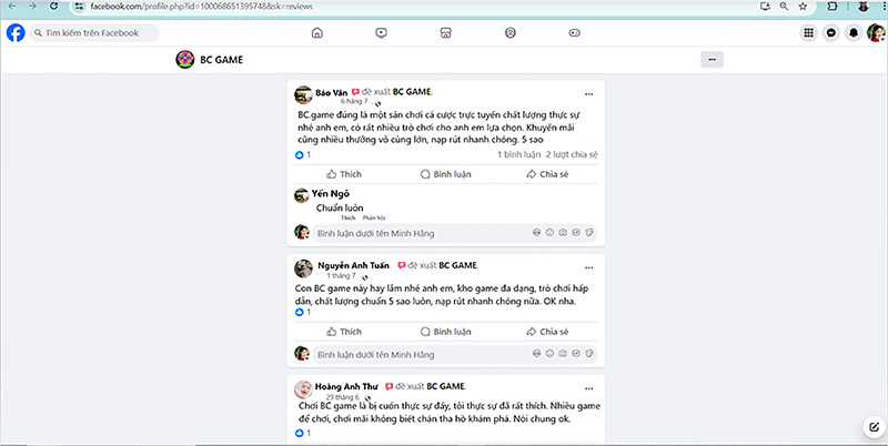 Đánh giá của người chơi Bảo Vân, Nguyễn Anh Tuấn và Hoàng Anh Thư về BCgame