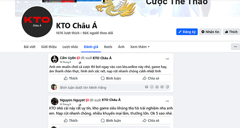 Đánh giá của người chơi Cẩm Uyên và Nguyen Nguyet về nhà cái KTO