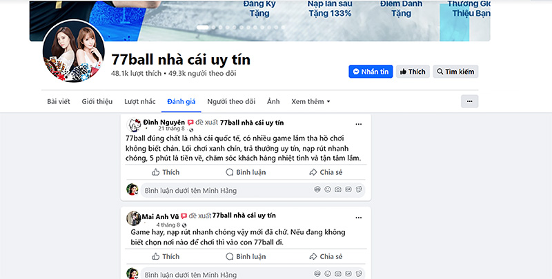 Đánh giá của người chơi Đình Nguyên và Mai Anh Vũ về nhà cái 77ball