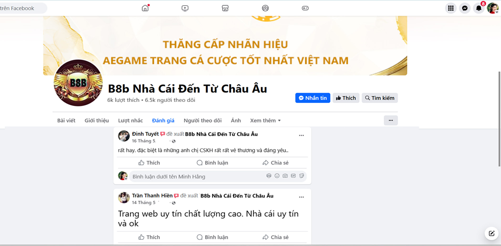 Đánh giá của người chơi Đình Tuyết và Trần Thanh Hiền về nhà cái B8b