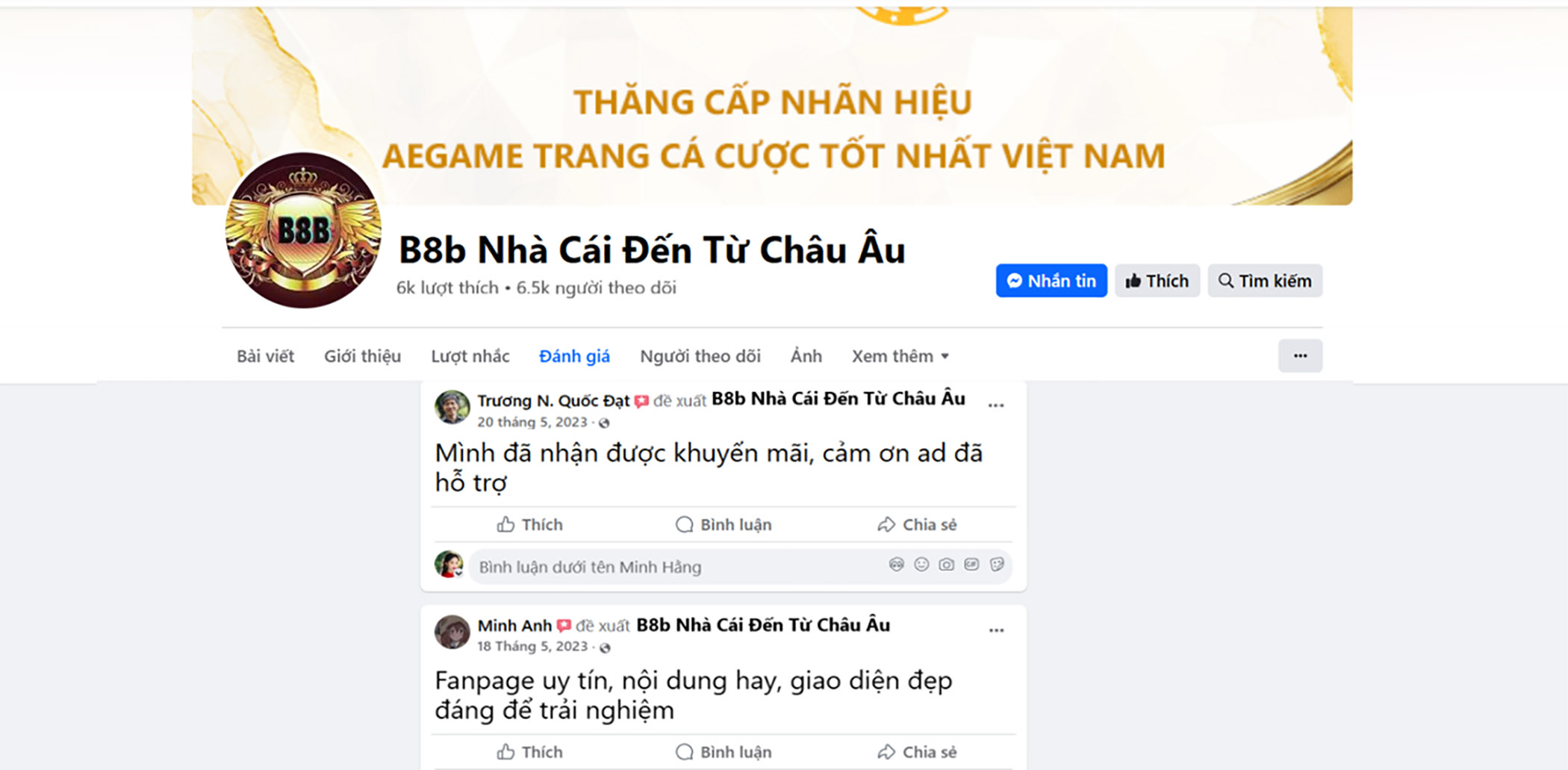 Đánh giá của người chơi Trương N. Quốc Đạt và Minh Anh về nhà cái B8b