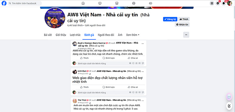 Đánh giá của người chơi về nhà cái AW8