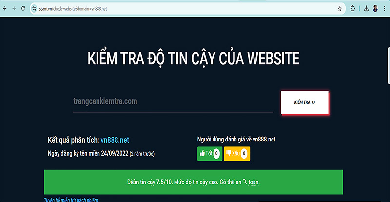 Điểm tin cậy của vn888.net