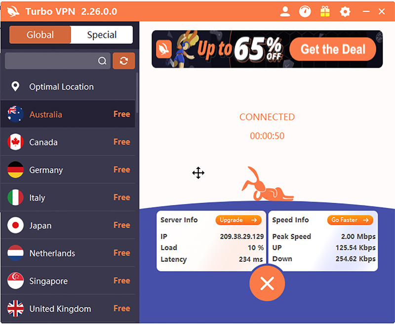 Kết nối VPN thành công bằng Turbo VPN