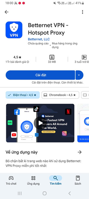 Nhấn cài đặt Batternet VPN