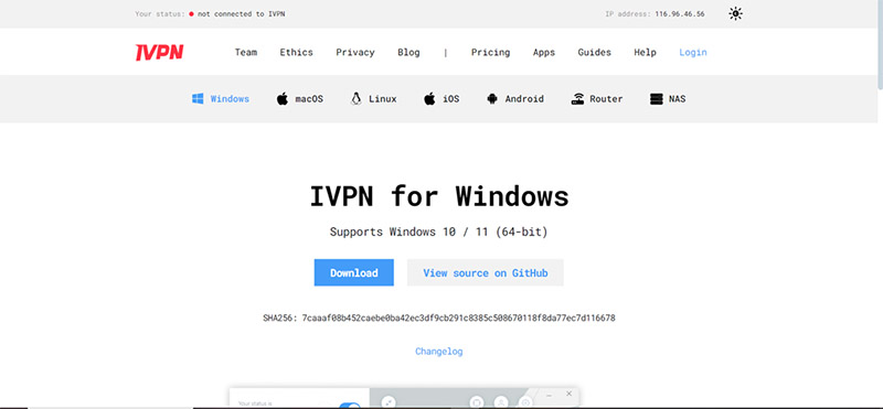 Nhấn Download để tải ivpn về máy tính