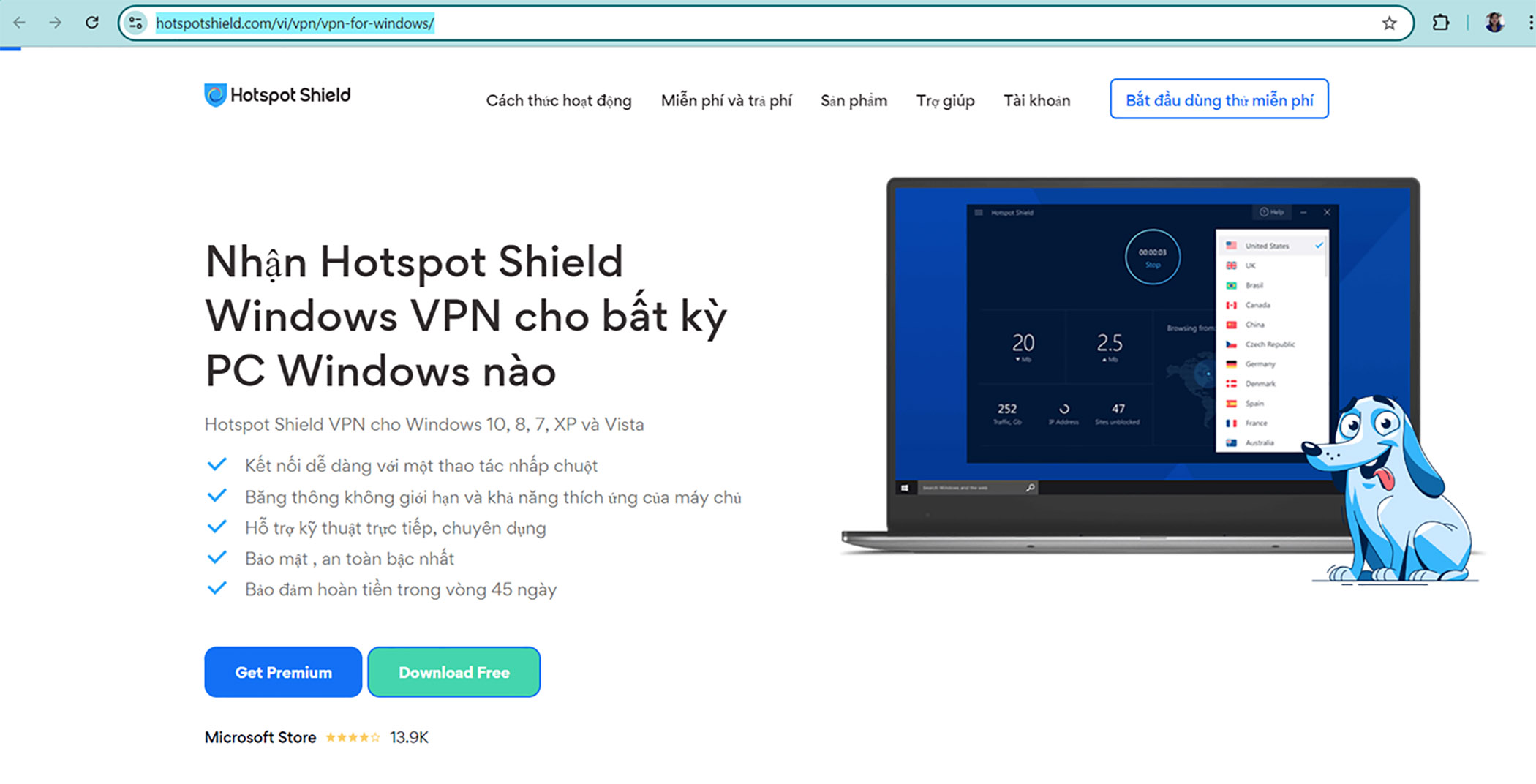 Nhấn download free để tải Hostpot Shied