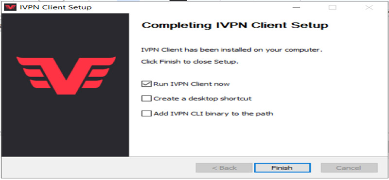 Nhấn Finish kết thúc quá trình cái đặt iVPN