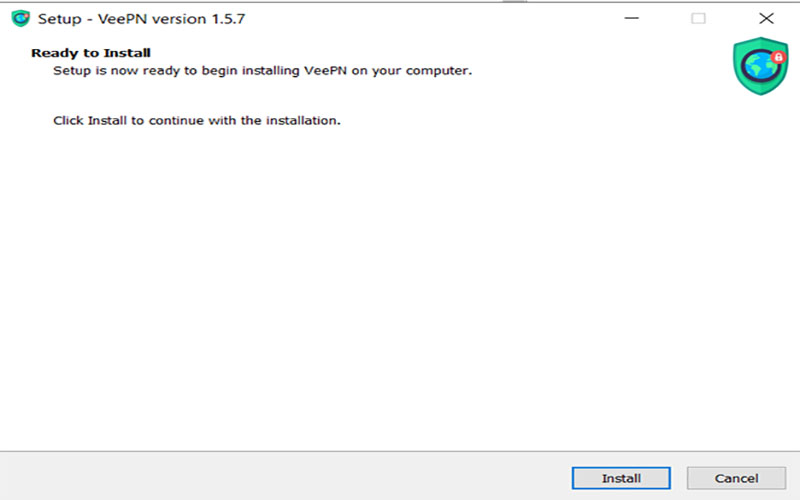 Nhấn Install để tiếp tục quá trình cài đặt VeePN