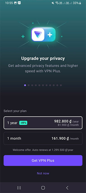 Nhấn “not now” để sử dụng phiên bản miễn phí