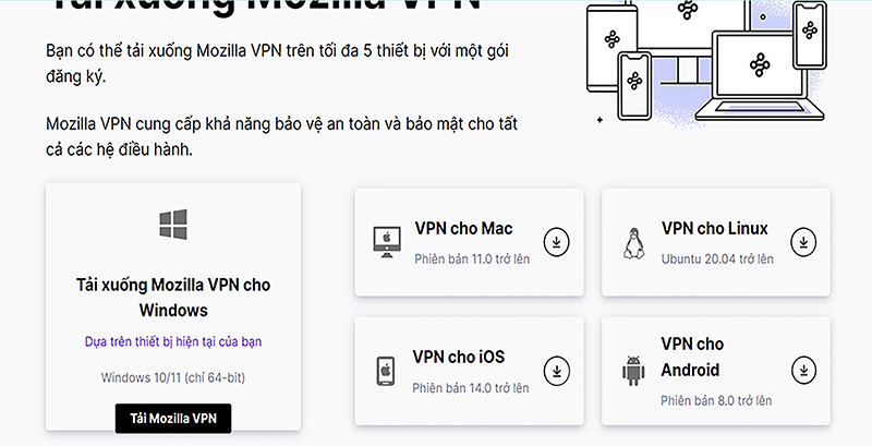 Nhấn tải xuống Mozilla VPN cho windows 