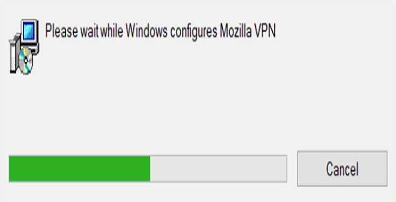 Quá trình cài đặt Mozilla VPN  diễn ra hoàn toàn tự động